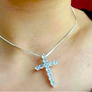 CZ Cross pendant and necklace (silver)
